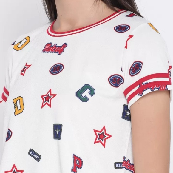 Ajile by Pantaloons Military Varsity Cropped Tee, Medium - Picture 3 of 8